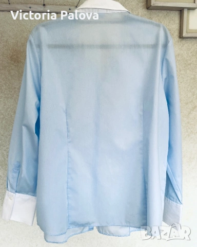 Нова луксозна риза ETERNA Excellent - Небесносиня класика, Памук, р-р 46, снимка 12 - Ризи - 53891363