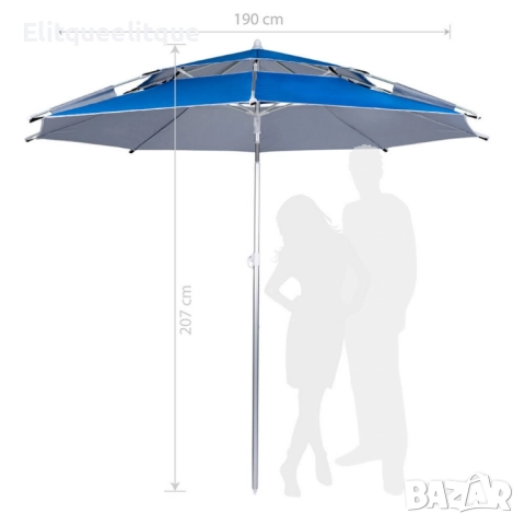 Плажен чадър Muhler – Широка сянка, пълна защита и интелигентен комфорт, снимка 3 - Градински мебели, декорация  - 49858656