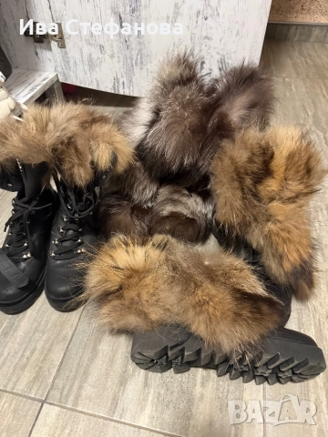 Разкошни боти естествена кожа естествен косъм от лисица  номер 39 , снимка 2 - Дамски боти - 52818545