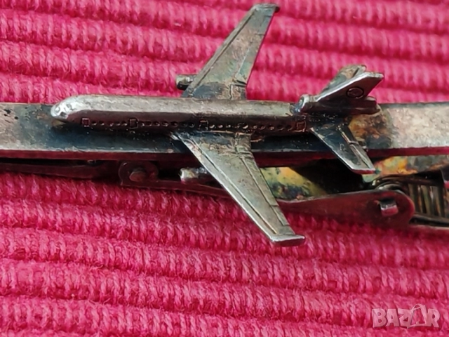 Стара сребърна игла за вратовръзка, Самолет. , снимка 9 - Колиета, медальони, синджири - 51665604