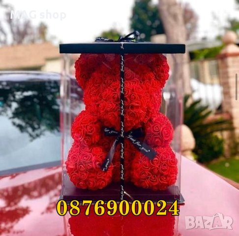 ПРОМО! ЛУКСОЗНО Мече от вечни рози Подарък за Свети Валентин 8 Март, снимка 6 - Декорация за дома - 44273641