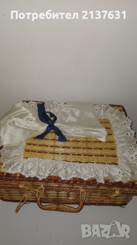 НОВ ! РЪЧНО ПЛЕТЕН  КУФАР  от дърво