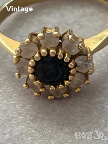 Старинен златен пръстен с естествени камъни , снимка 5 - Пръстени - 54304792