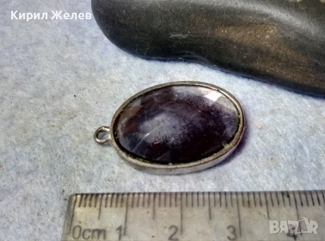 ПОСРЕБРЕН ВИНТИДЖ АРТ СТИЛ ПЕНДАНТ МЕДАЛЬОН с ФАСЕТИРАН ОПУШЕН КРИСТАЛ 48770, снимка 6 - Колиета, медальони, синджири - 48829765