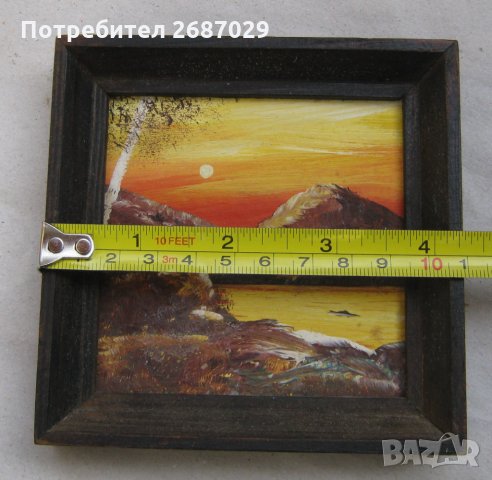 Пейзаж езеро планина бреза, картина с дървена рамка, снимка 4 - Картини - 31103999