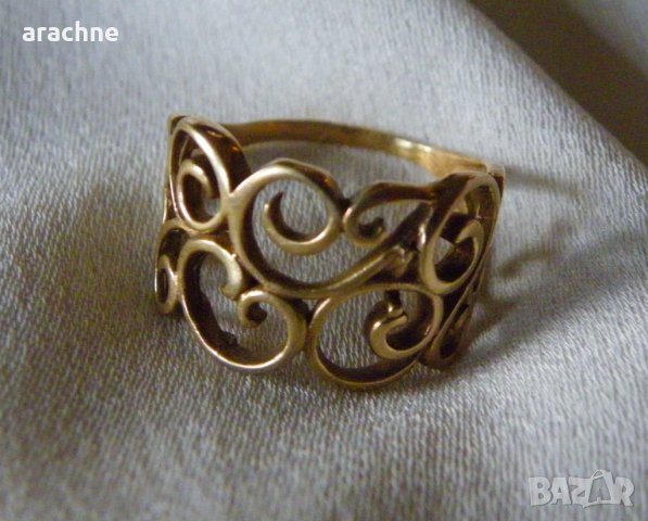 Красив стар италиянски позлатен сребърен пръстен, снимка 1 - Пръстени - 31763043
