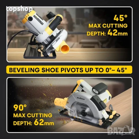 Нов Циркуляр Enventor, 1200 W 5800 RPM електрически циркуляри с мотор от чиста мед с лазерен водач.., снимка 7 - Гедорета - 50493482