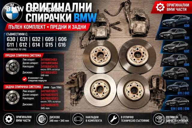 Оригинални спирачки BMW G30 G31 G32 G05 G06 G11 G12 G14 G15 G16 – пълен комплект предни и задни
