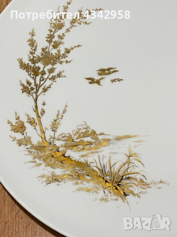 Alka-Kunst.Kaiser.1958-1960г. Голяма чиния с златен мотив., снимка 2 - Антикварни и старинни предмети - 52126781