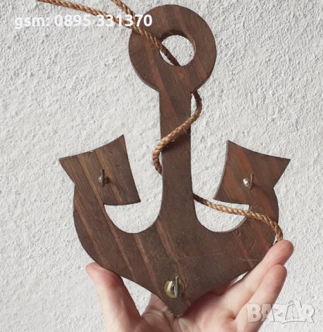 Стенна дървена закачалка за ключове, дърво котва, морска, снимка 8 - Други - 39886951