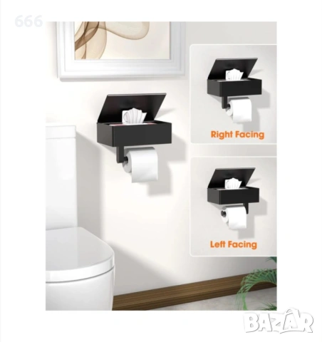 Метален държач за тоалетна хартия с място за съхранение на мокри кърпички и държач за телефон., снимка 7 - Други стоки за дома - 53287977