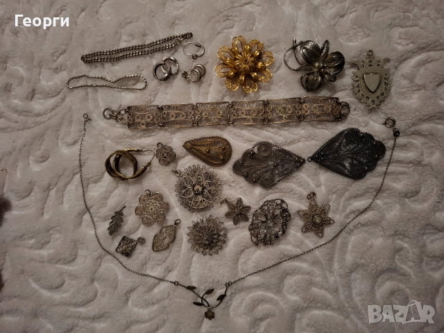 Сребро филигран сребърни изделия гривна брошка накит, снимка 7 - Колиета, медальони, синджири - 52850412