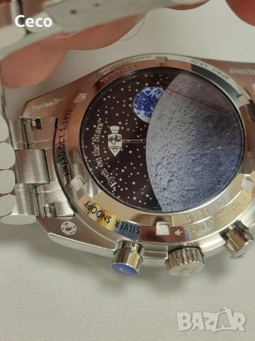 Omega Speedmaster Silver Snoopy 50th anniversary Edition chronograph, снимка 4 - Мъжки - 51613728