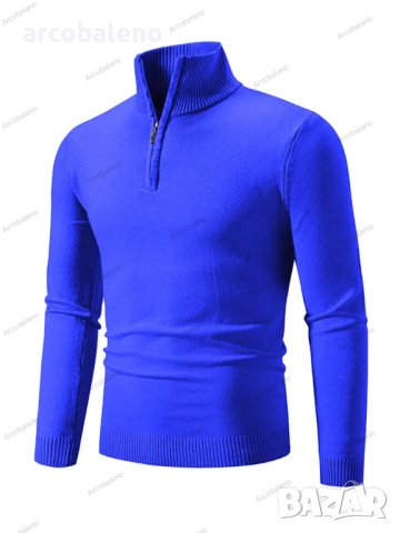 Мъжки ежедневен едноцветен пуловер с половин цип и стояща яка, 10цвята - 023, снимка 9 - Пуловери - 42784816