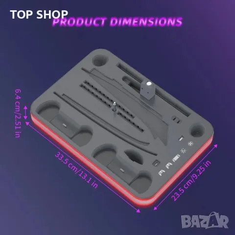 Докинг станция, зарядна и охлаждаща станция за PS5, RGB LED, стойка за слушалки и PS Portal, сива, снимка 7 - Аксесоари - 49335578