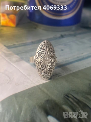 Сребърен пръстен бадем , снимка 4 - Пръстени - 50691055