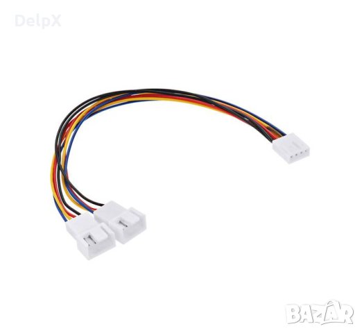 Захранващ кабел, сплитер за вентилатори, 4P/2x4P, 0,3m, 12V, снимка 1