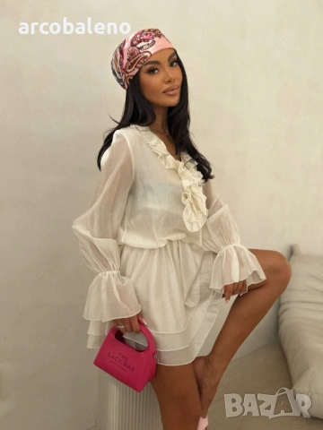 Елегантна дамска рокля с волани BELLA, 6цвята , снимка 5 - Рокли - 53939912