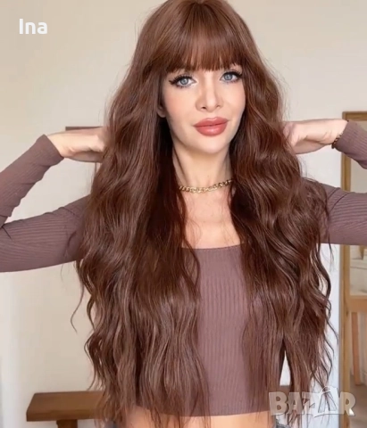 Кестенява перука, снимка 2 - Аксесоари за коса - 52459929