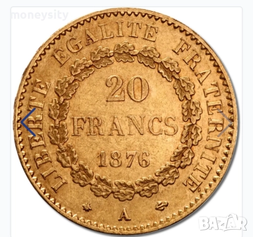 Златна монета 20 франка Гениус, снимка 2 - Нумизматика и бонистика - 52156830