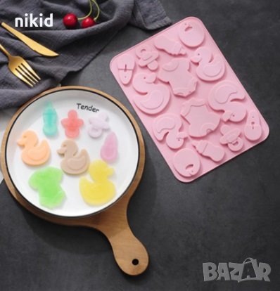 Бебешки големи биберон шише лигавник боди пате силиконов молд форма гипс шоколад фондан , снимка 2 - Форми - 34478090