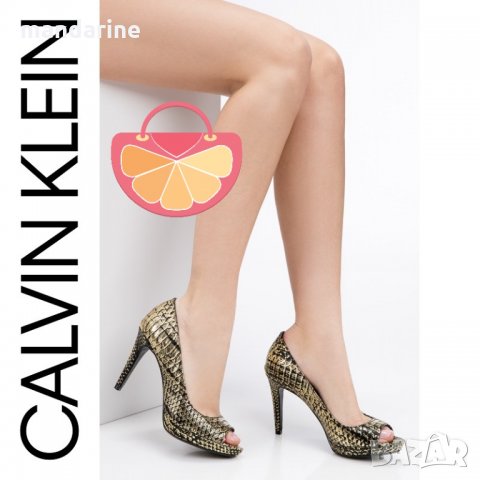 ПРОМО 🍊 CALVIN KLEIN 35-38-39 🍊 Дамски сандали ест. кожа GOLD LABEL “N” BLACK нови с кутия