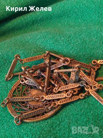 СТАРА СКЪПОЦЕННА ОРНАМЕНТИРАНА ОГЪРЛИЦА МАСИВЕН БРОНЗ с ШЛИФОВАН ЧЕРВЕН КОРАЛ АРТ ДЕКО БИЖУ 26927, снимка 16 - Антикварни и старинни предмети - 34896286