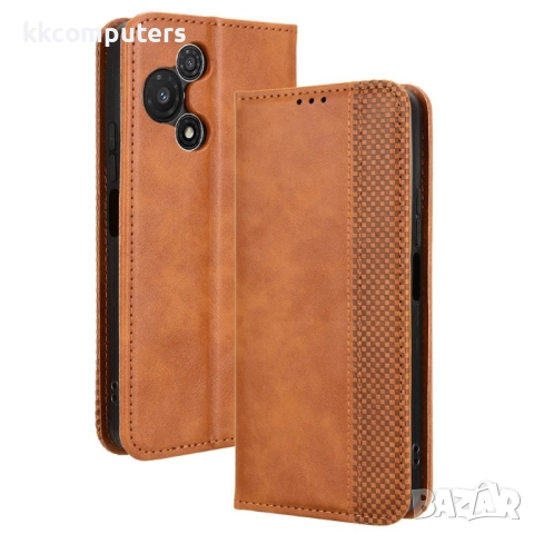 Калъф-портфейл за TCL 60R 5G - Ретро кожен, Мозаечен бордюр, Стойка, 3 слотa за карти, Вкл. Протекто, снимка 3 - Калъфи, кейсове - 52937144