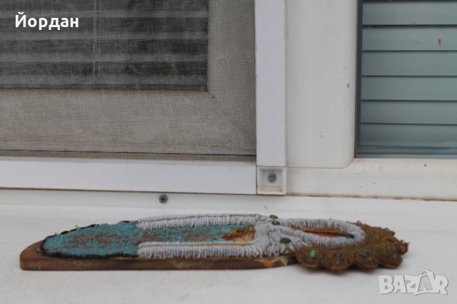 Руска икона рисувана, с мъниста , снимка 5 - Антикварни и старинни предмети - 34423187