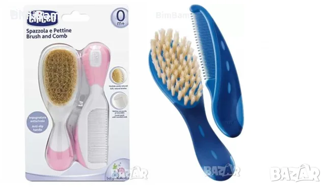 Бебешки комплект гребен и четка за коса естествен косъм CHICCO / NUK - 2 модела