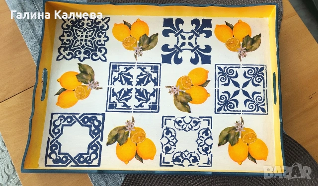 Поднос с лимони 🍋, снимка 2 - Декорация за дома - 53302209