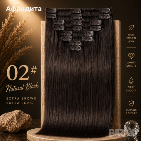 ✨ 100% ЕСТЕСТВЕНА СЛАВЯНСКА REMY КОСА С КЛИПСИ – ГОТОВА ЗА ПОСТАВЯНЕ ✨, снимка 5 - Аксесоари за коса - 54359208