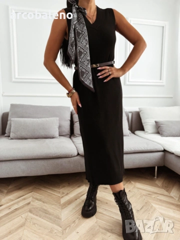 Дамска вталена миди рокля, 2цвята , снимка 2 - Рокли - 53360426