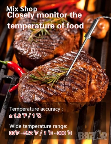 Нов BFOUR Bluetooth дигитален термометър за месо, снимка 5 - Друга електроника - 54216130