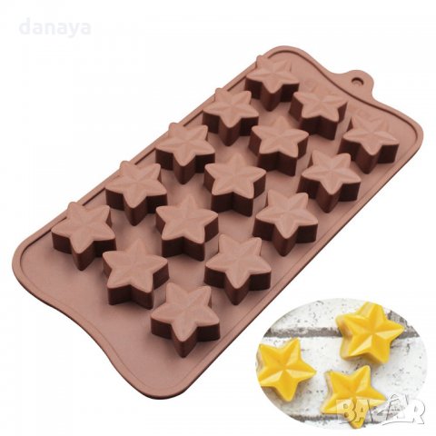 2611 Силиконова форма за бонбони и лед Звездички, снимка 4 - Форми - 35269026