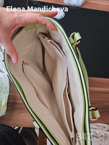 Кожена чанта за рамо с две дръжки външен джоб с капак регулируема презрамка и вътрешни отделения, снимка 7 - Чанти - 52485059