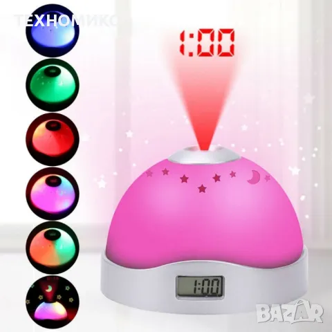 Детска лампа с прожектор нощно небе, Часовник, Многоцветна, Night lamp, Multi colored night sky, снимка 12 - Други - 50114643