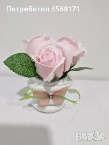 Кашпи със сапунени рози, снимка 2 - Подаръци за жени - 49226310