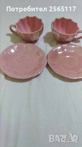  Сервиз  за чай перленорозав порцеланов  за двама, снимка 5 - Сервизи - 42049004