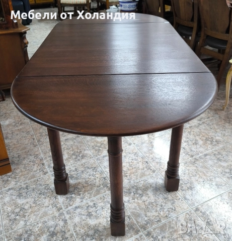 дъбова трапезна маса с падащи плотове, снимка 5 - Маси - 52465524