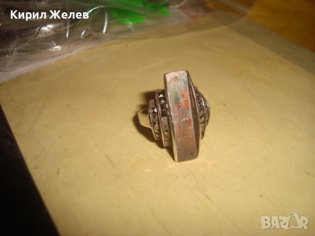 СТАР СРЕБЪРЕН АРТ ПРЪСТЕН СРЕБРО 925 с МАРКАЗИТИ 27560, снимка 16 - Пръстени - 36776617
