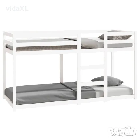 vidaXL Двуетажно легло, бяло, 80x200 см, борово дърво масив