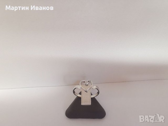 Златен пръстен сърце с диамант , снимка 5 - Пръстени - 39005995
