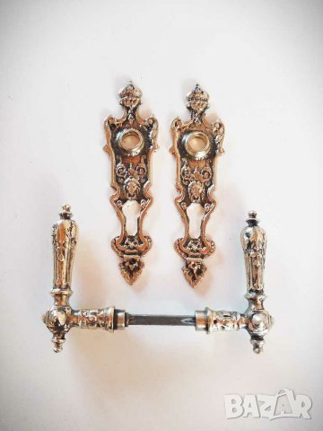 Царска старинна барокова луксозна брава от месинг-шилд ,ретро дръжка, винтидж обков, снимка 6 - Декорация за дома - 22329439
