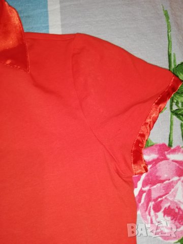  Червена блуза със сатенена яка Esprit р-р М , снимка 8 - Тениски - 31456586