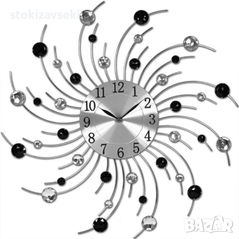 Модерен декоративен стенен часовник с кристали, 50 см, снимка 4 - Стенни часовници - 54088376