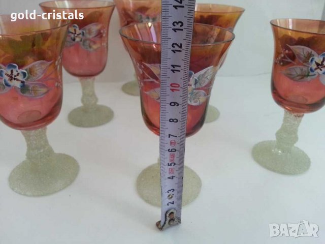 Ретро чаши Бохемия ръчно рисувани, снимка 2 - Антикварни и старинни предмети - 30385162