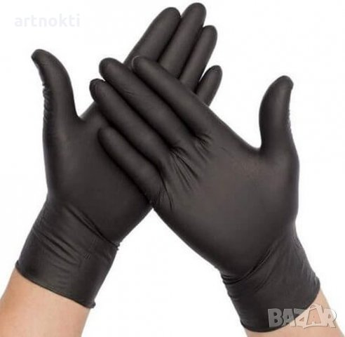 Кутия нитрилни ръкавици, черни 100 бр., снимка 1 - Маникюр и педикюр - 28470875