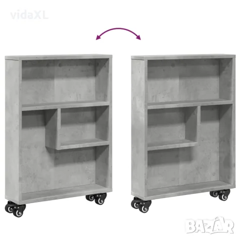 vidaXL Тесен шкаф за съхранение бетонно сив 48x13x68см инженерно дърво, снимка 7 - Шкафове - 56148292