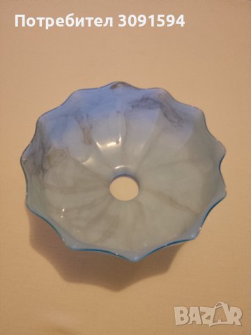1920г-1930г Арт Деко абажур за лампа полилей двопластово къдраво стъкло, снимка 10 - Антикварни и старинни предмети - 42793577